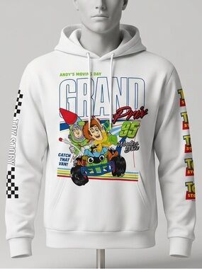 Disney Pixar Toy Story Grand Prix Graphic Hoodie White XL